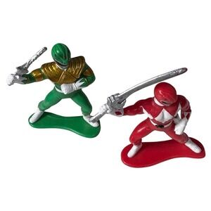Vintage 1993 Power Rangers Bandai Red Green Ranger Cake Toppers Figures‎
